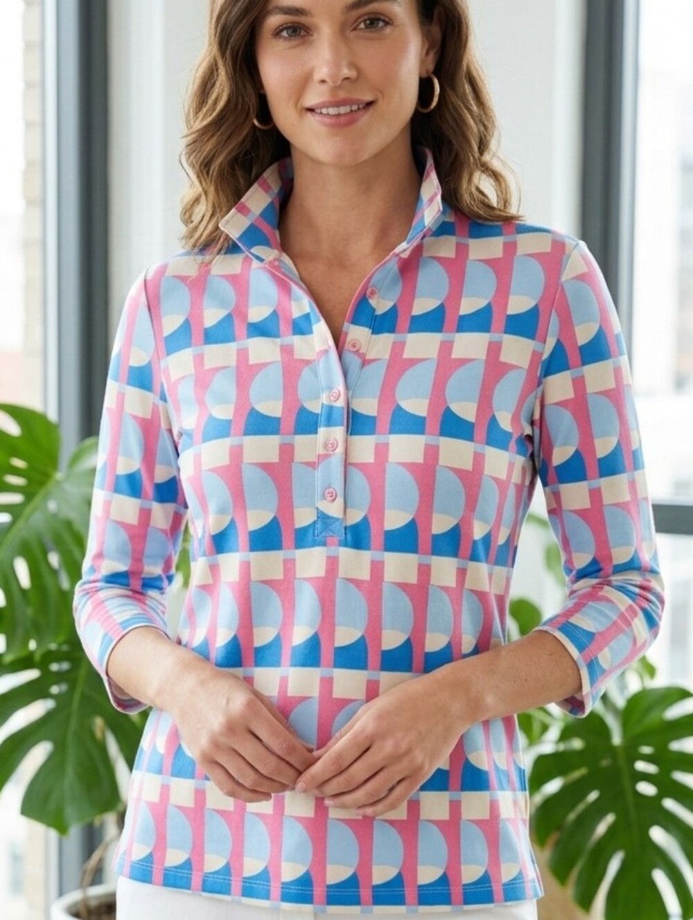 J. McLaughlin Colorful Geometric Shirt